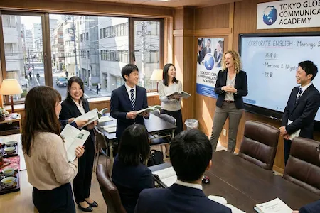 English teachers in a professional Japanese classroom training setting