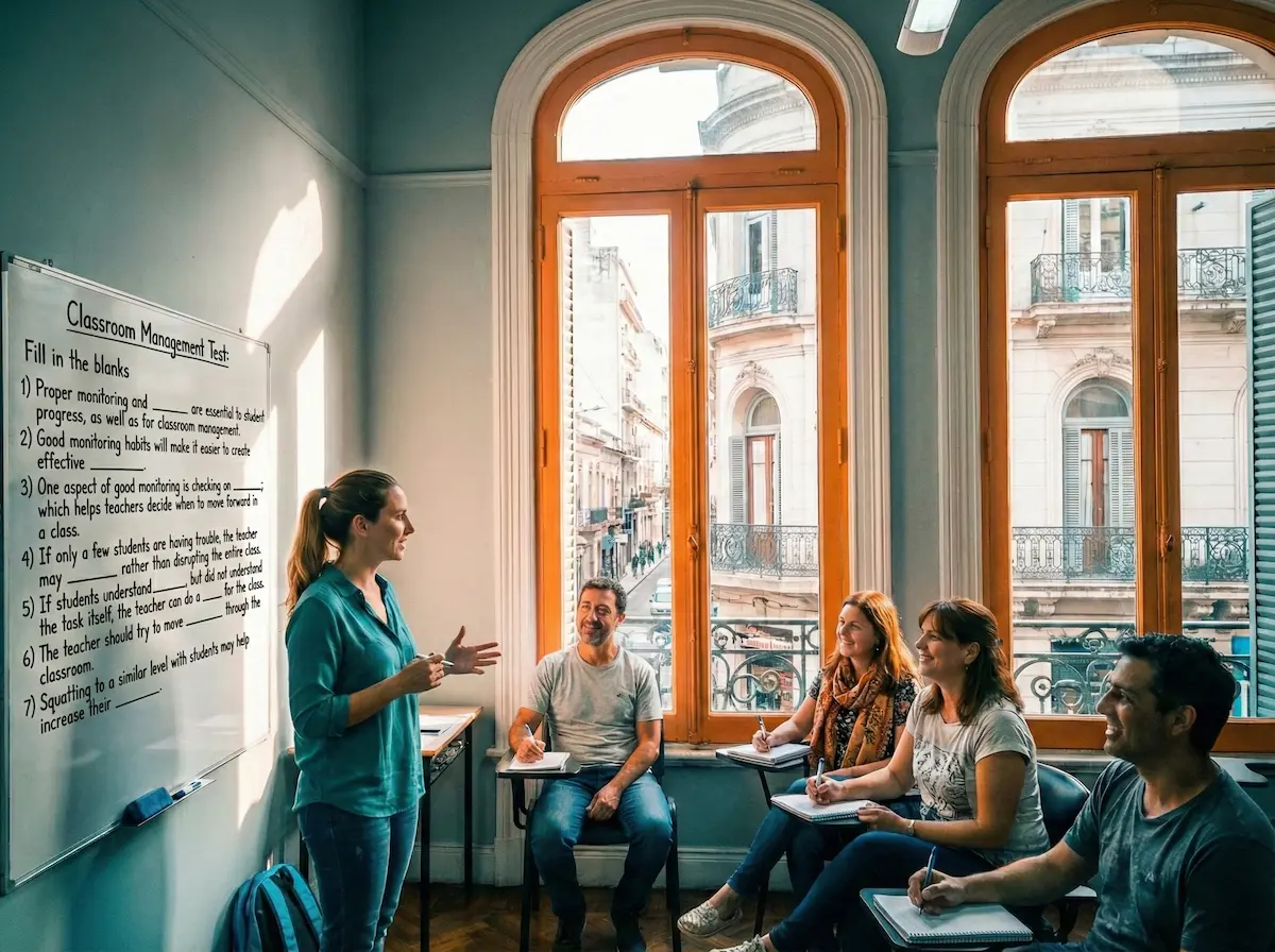 TEFL interns receiving in-class teacher training during a myTEFL internship program in Argentina