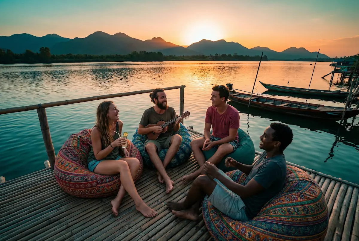 TEFL interns enjoying cultural and social life during a myTEFL internship in Cambodia
