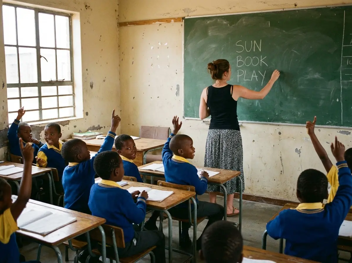 Volunteer teaching English in a primary school in Port Elizabeth
